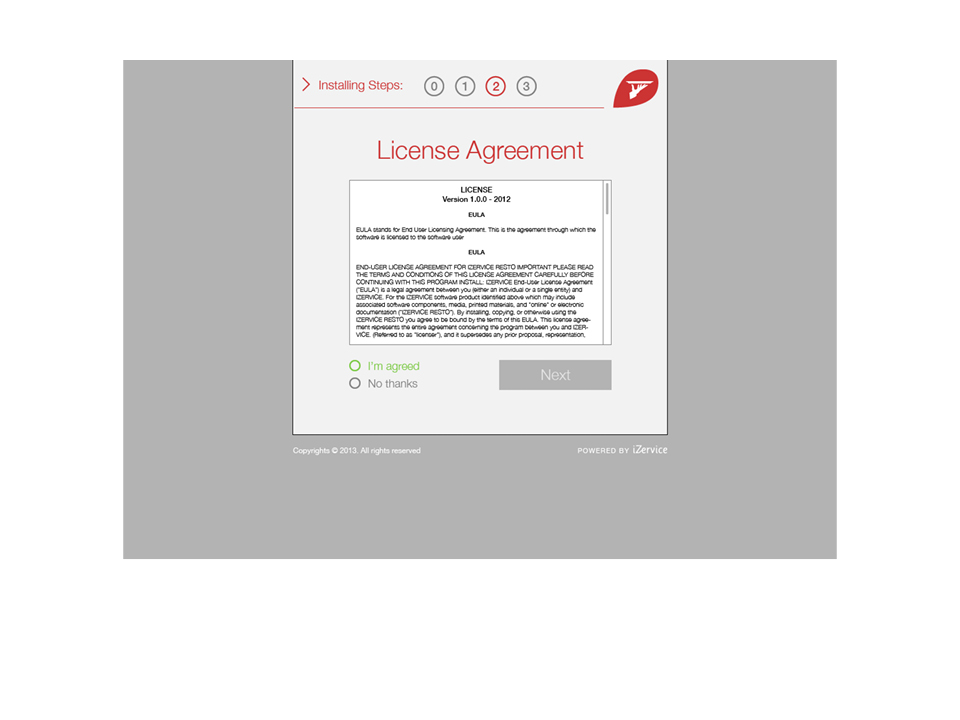 iZervice Installer Step 2